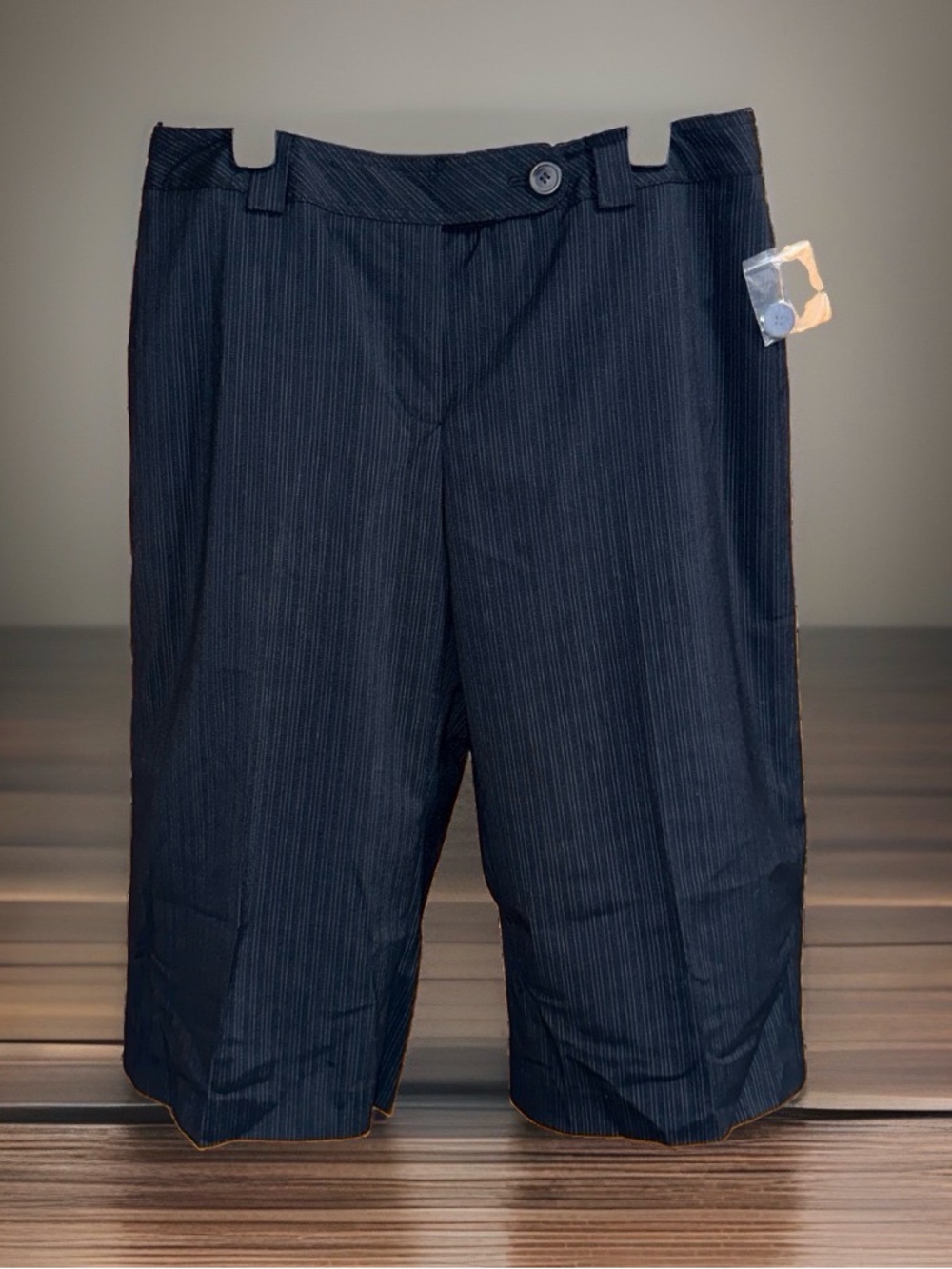 Worthington Stretch Women’s Pinstripe Wide Leg Capris-14-EC